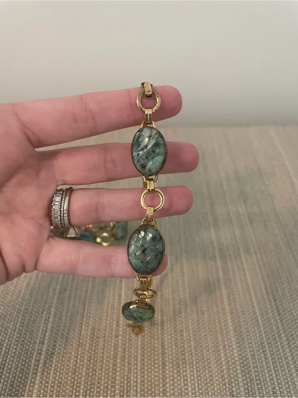 Vintage Jade and Gold Choker and Bracelet Set